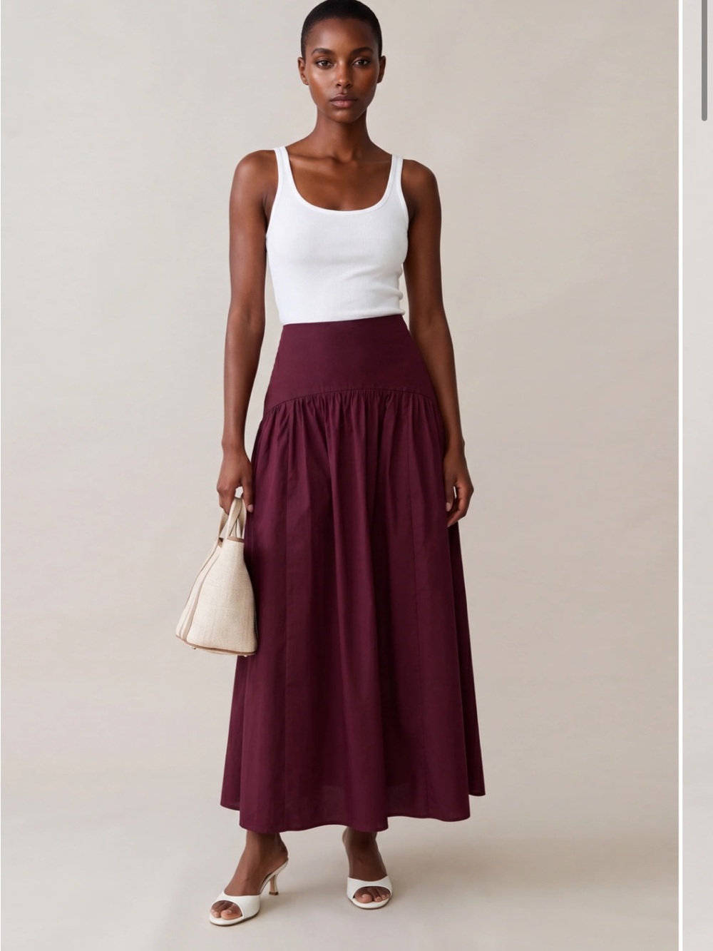 Caara Vashti Skirt in Wine Womens Size S/6 NEW Flowy Cotton Maxi C25WSKA0503SC